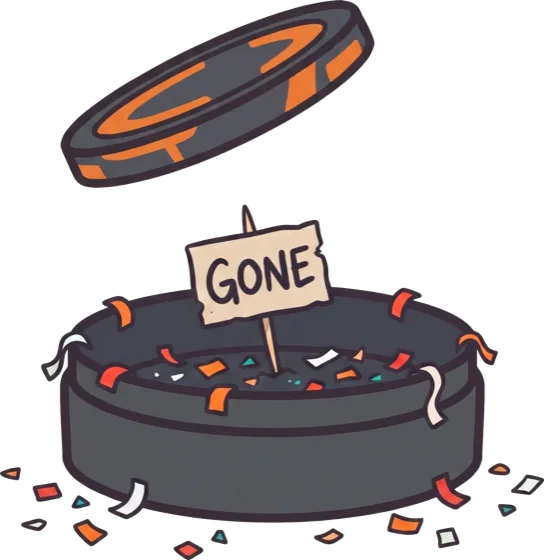 An empty tin with a sign that says GONE